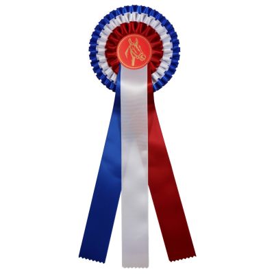 Rozet paard blauw-wit-rood